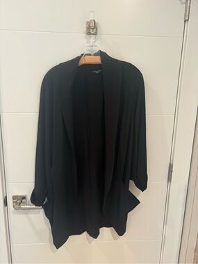 Eileen Fisher Black Open-Front Lightweight Cardigan